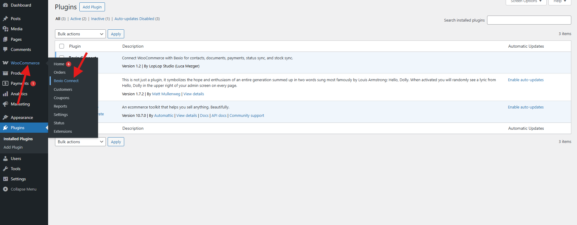 Open WooCommerce > Bexio Connect